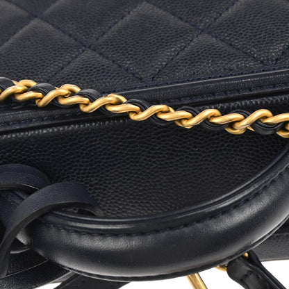 Chanel Navy Caviar CC Filigree 2way Vanity Shoulder Handbag