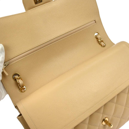 Chanel Beige Caviar Skin Classic Double Flap Shoulder Bag