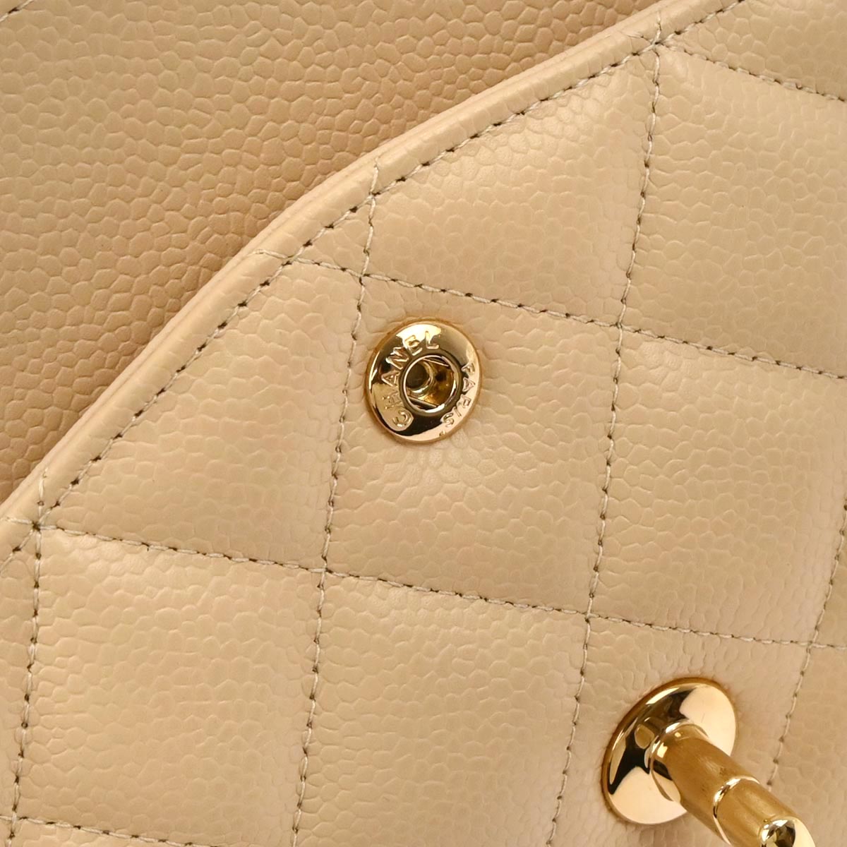 Chanel Beige Caviar Skin Classic Double Flap Shoulder Bag