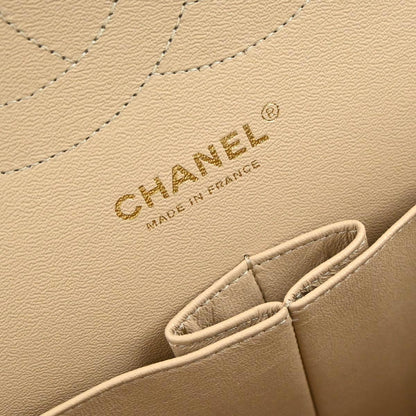 Chanel Beige Caviar Skin Classic Double Flap Shoulder Bag