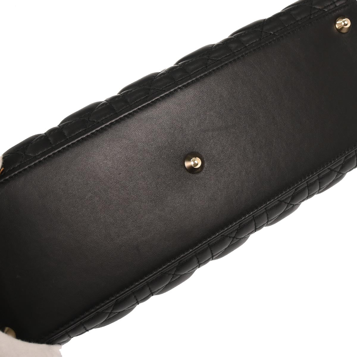 Christian Dior Black Lambskin Large Lady Dior Cannage Handbag