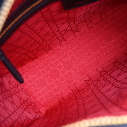 Christian Dior Black Lambskin Large Lady Dior Cannage 2way Shoulder Handbag