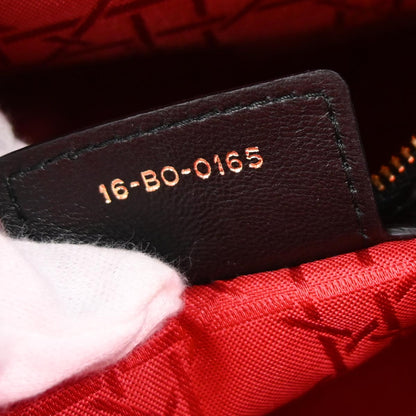 Christian Dior Black Lambskin Large Lady Dior Cannage 2way Shoulder Handbag