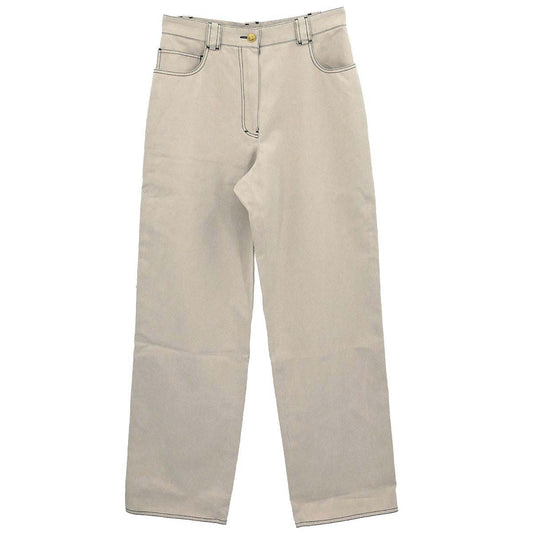 Chanel Long Denim Pants Beige #36