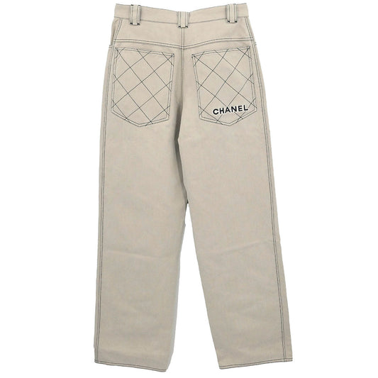 Chanel Long Denim Pants Beige #36