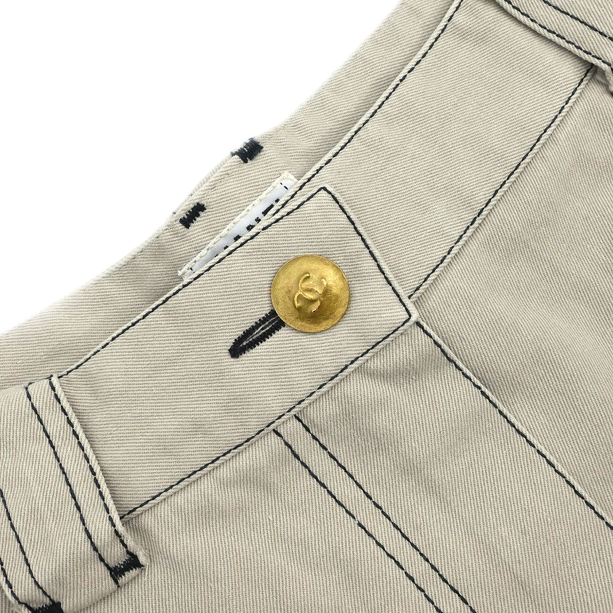 Chanel Long Denim Pants Beige #36