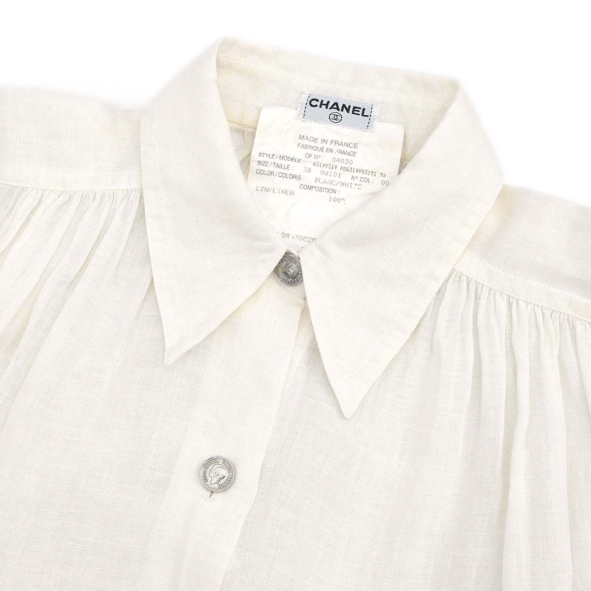 Chanel Blouse Shirt White #38