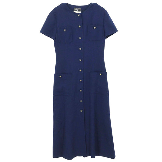 Chanel 1994 Short Sleeve Dress Navy #38