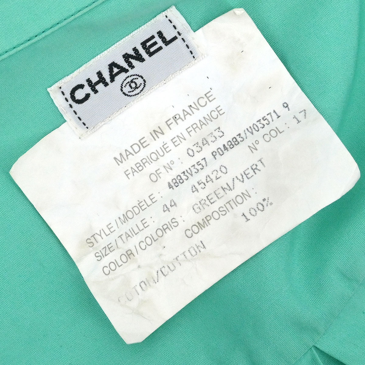 Chanel Blouse Shirt Green #44