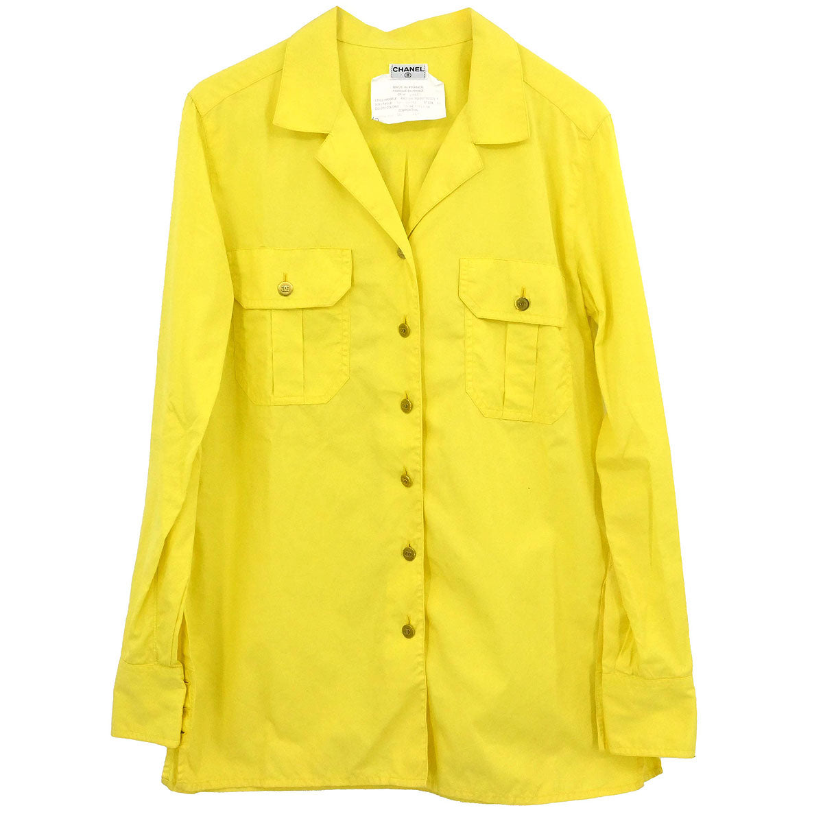 Chanel Blouse Shirt Yellow #36