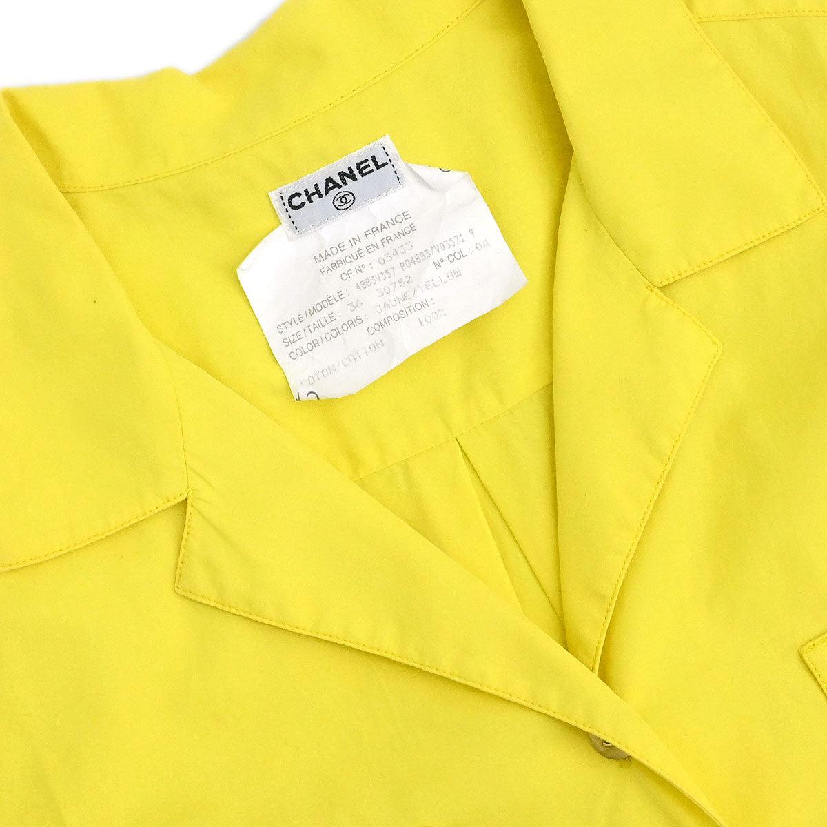 Chanel Blouse Shirt Yellow #36