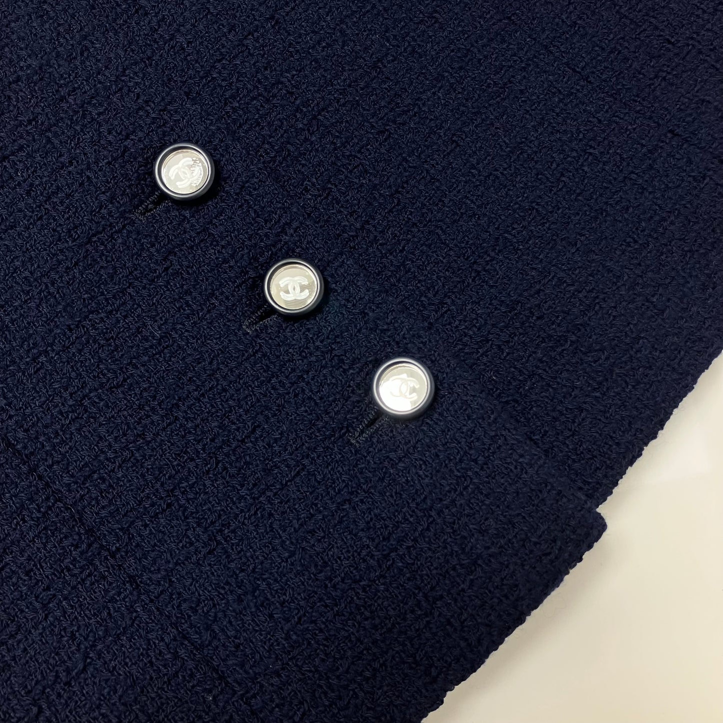 Chanel Setup Suit Jacket Skirt Navy #38