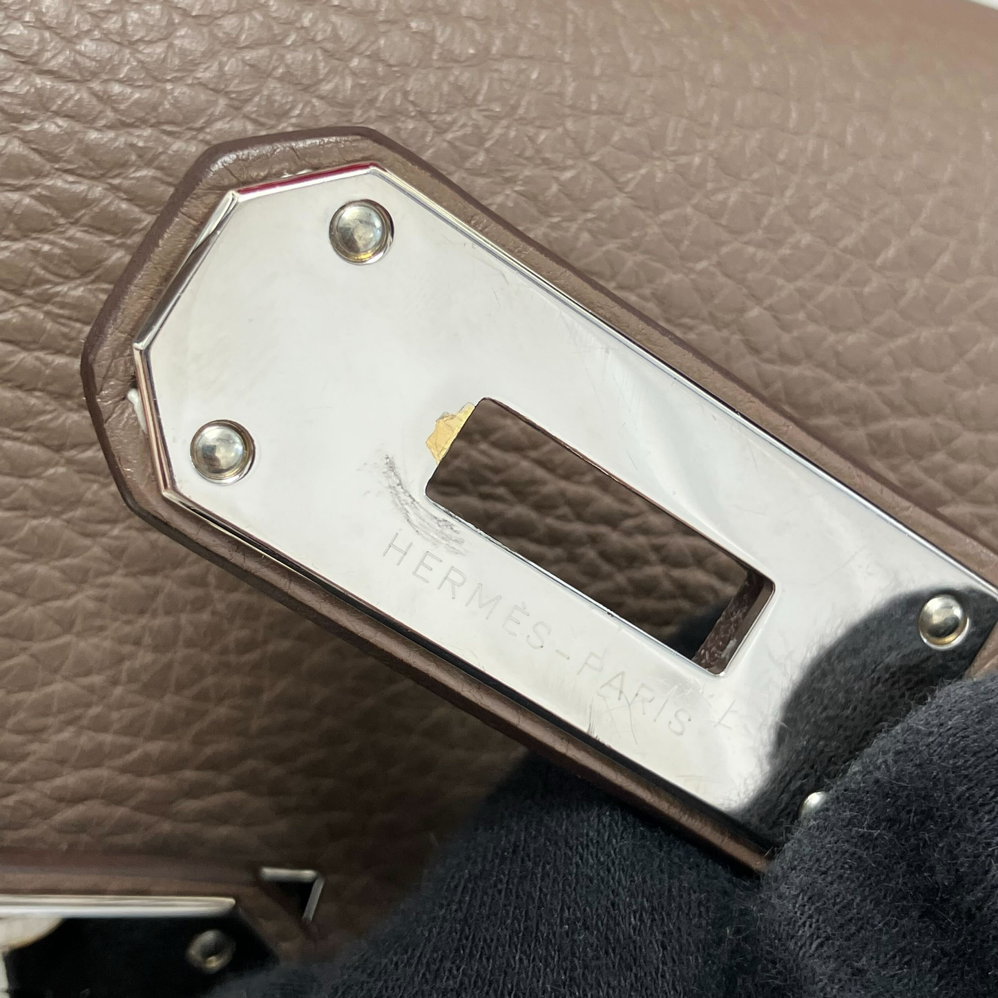 Hermes Etoupe Gray Togo Shoulder Kelly Handbag