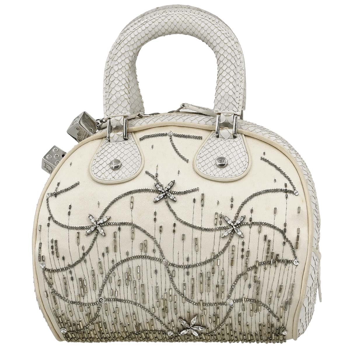 Christian Dior * White Python Gambler Dice Handbag