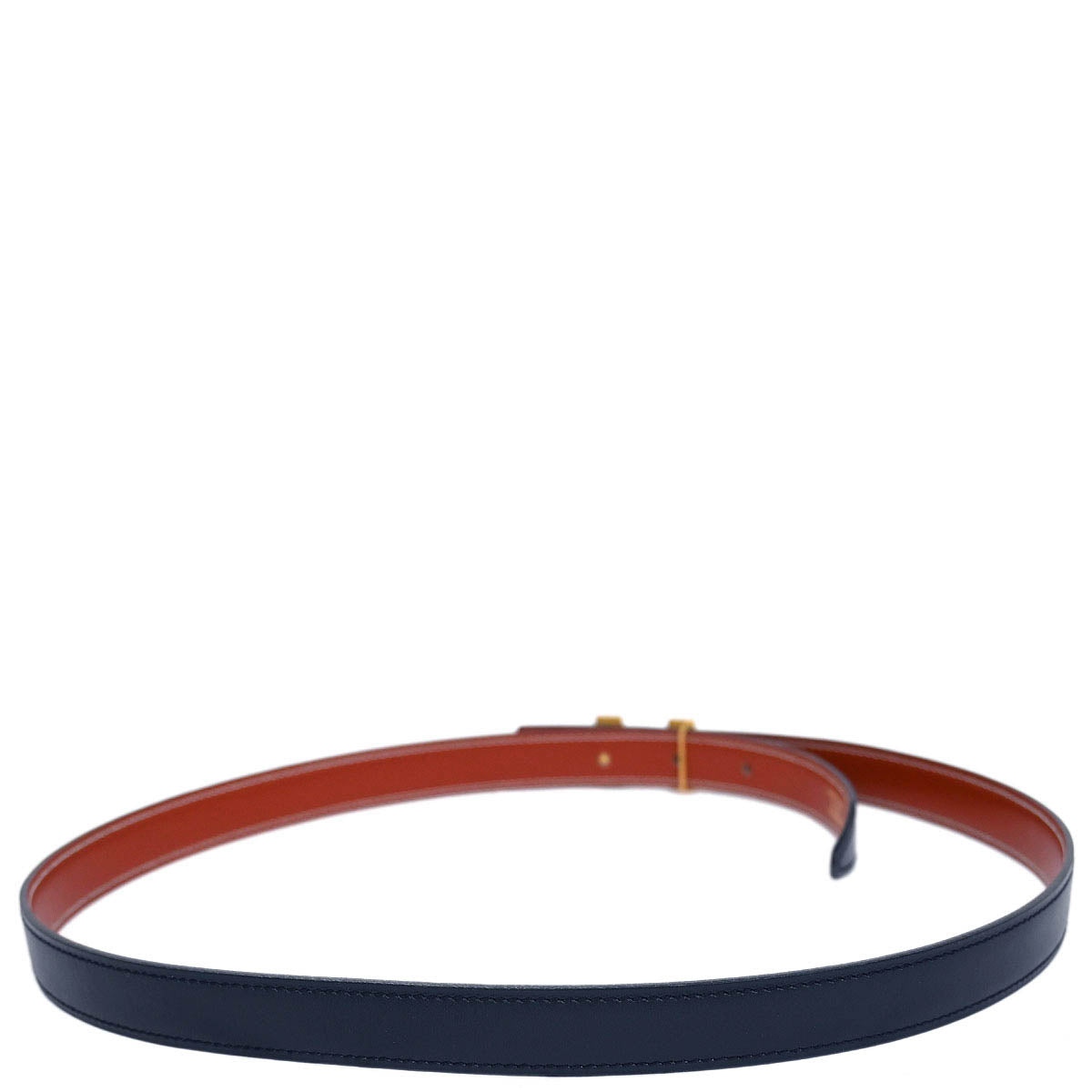 Hermes 1997 Navy Box Calf Constance Reversible Belt #80 Small Good