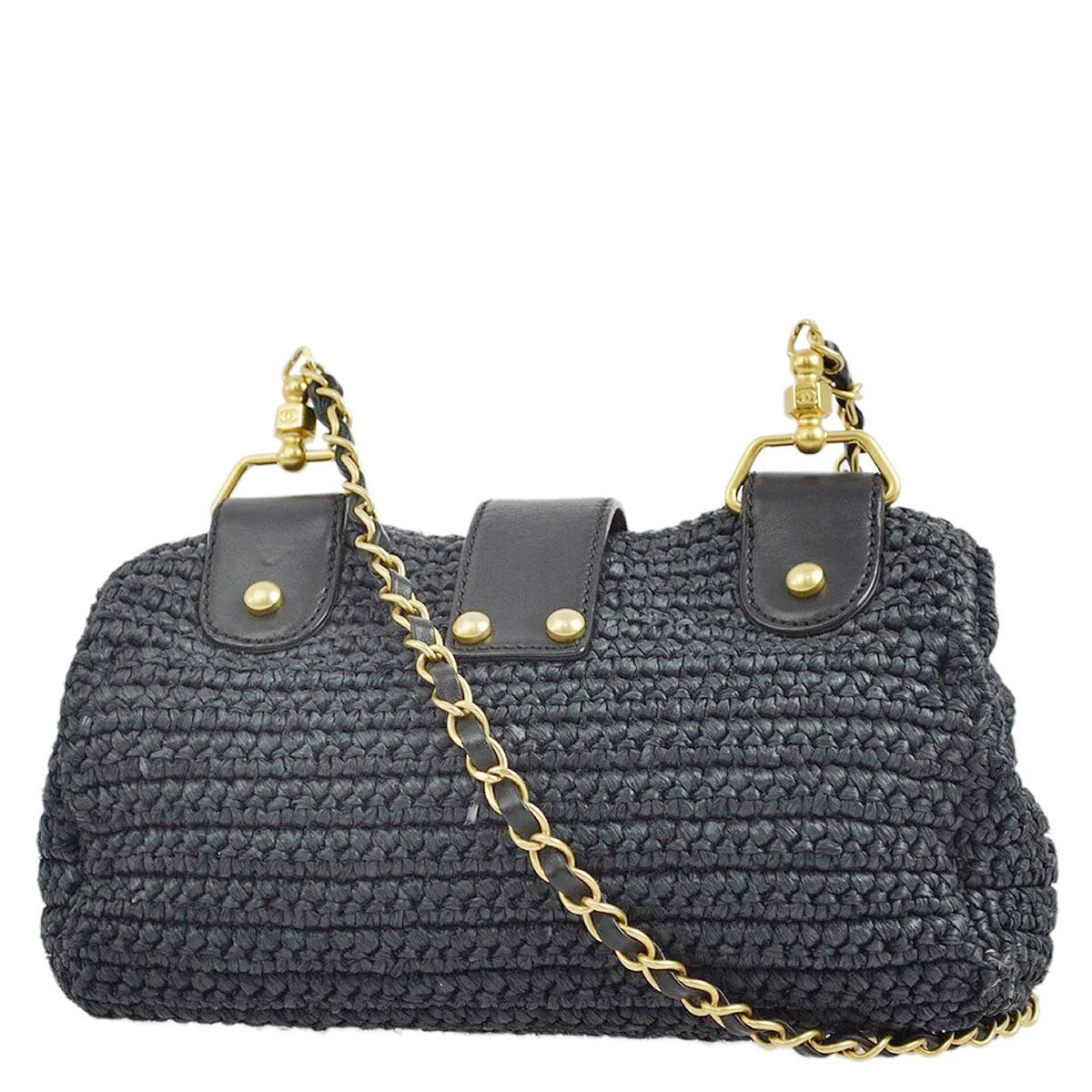 Chanel 2005-2006 Black Straw Chain Shoulder Bag