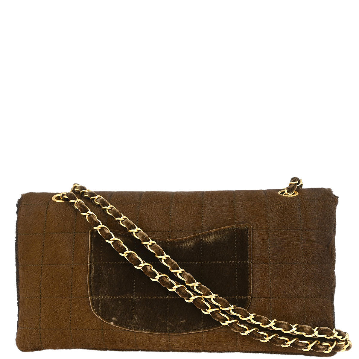 Chanel * 2000-2002 Brown Pony Hair Choco Bar Single Flap Shoulder Bag