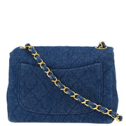 Chanel * 1989-1991 Blue Denim Mini Classic Square Flap Shoulder Bag 17