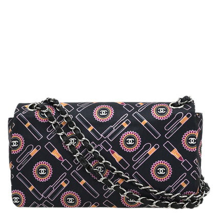 Chanel 2005-2006 Black Satin Classic Single Flap Shoulder Bag