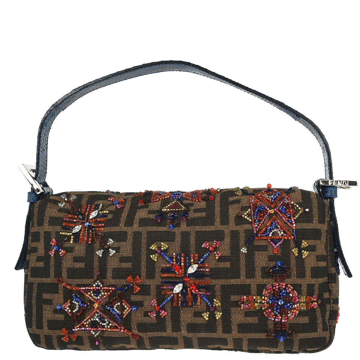 Fendi * 2000 Brown Crocodile Zucca Baguette Handbag