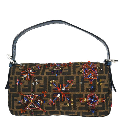 Fendi * 2000 Brown Crocodile Zucca Baguette Handbag