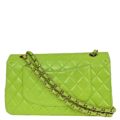 Chanel 2002-2003 Light Green Lambskin Medium Classic Double Flap Shoulder Bag