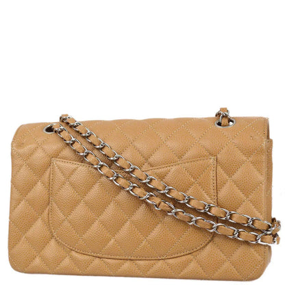 Chanel 2004-2005 Beige Caviar Medium Classic Double Flap Bag SHW