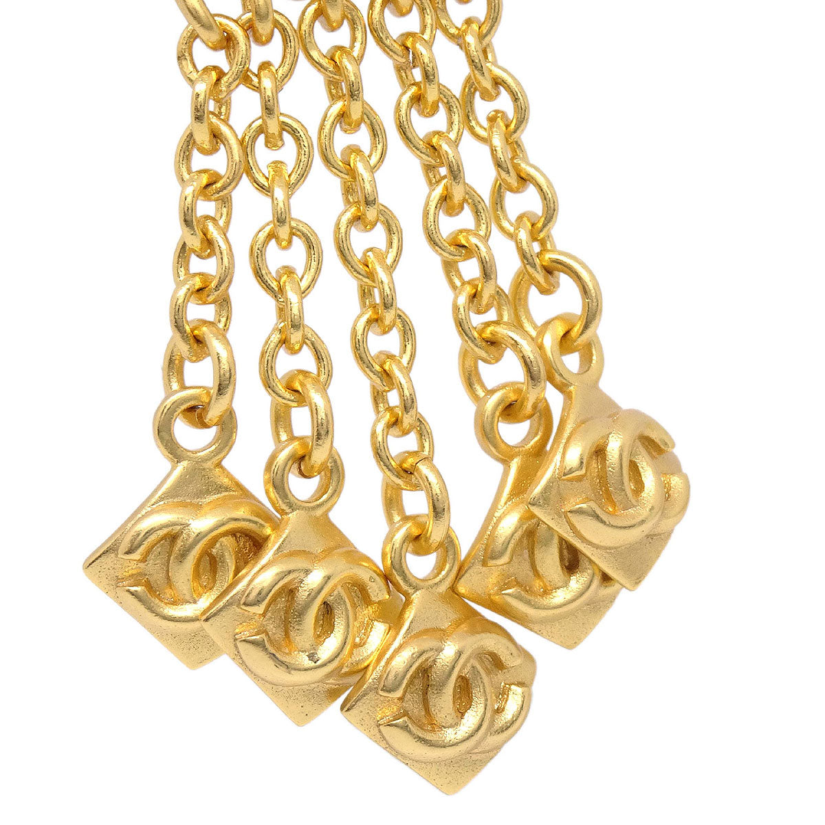 Chanel 1996 Dangle Fringe Clip-On Earrings Gold