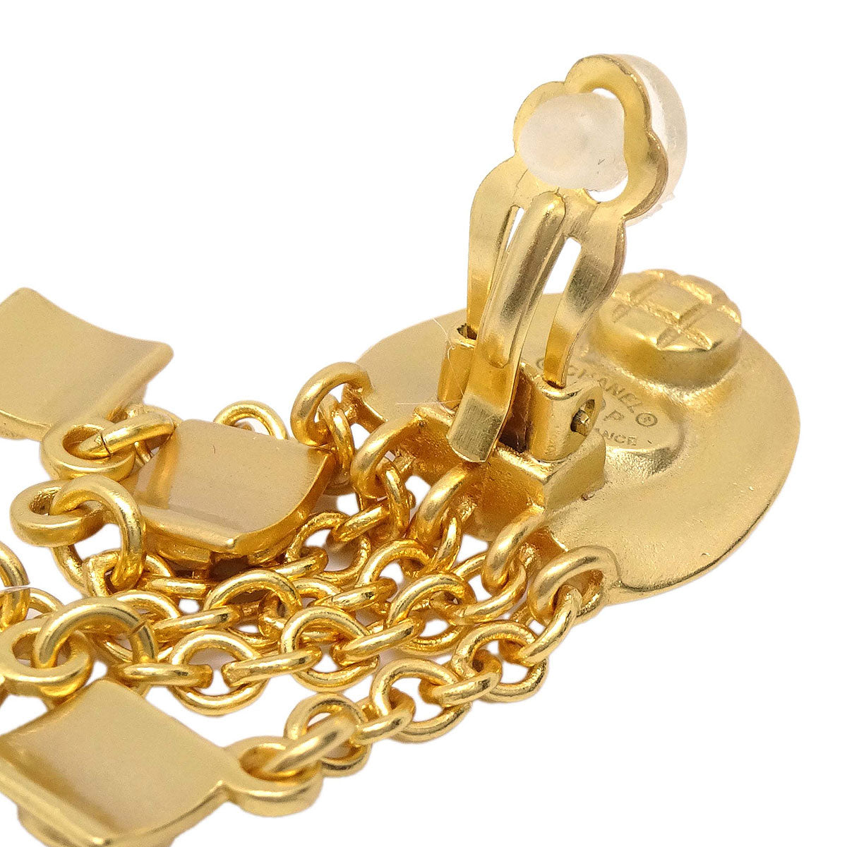 Chanel 1996 Dangle Fringe Clip-On Earrings Gold