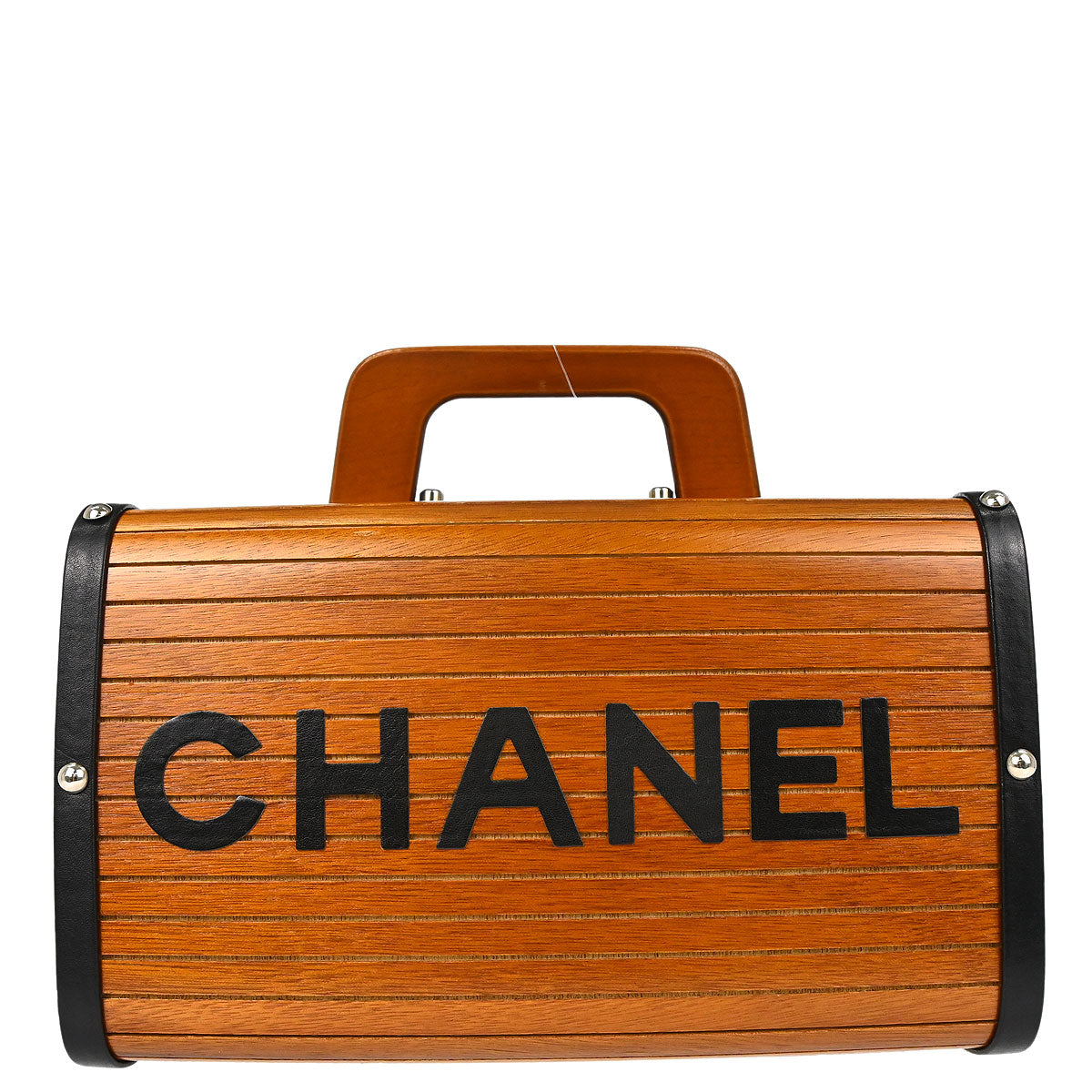 Chanel 1994-1996 Brown Black Wood Vanity Handbag Box