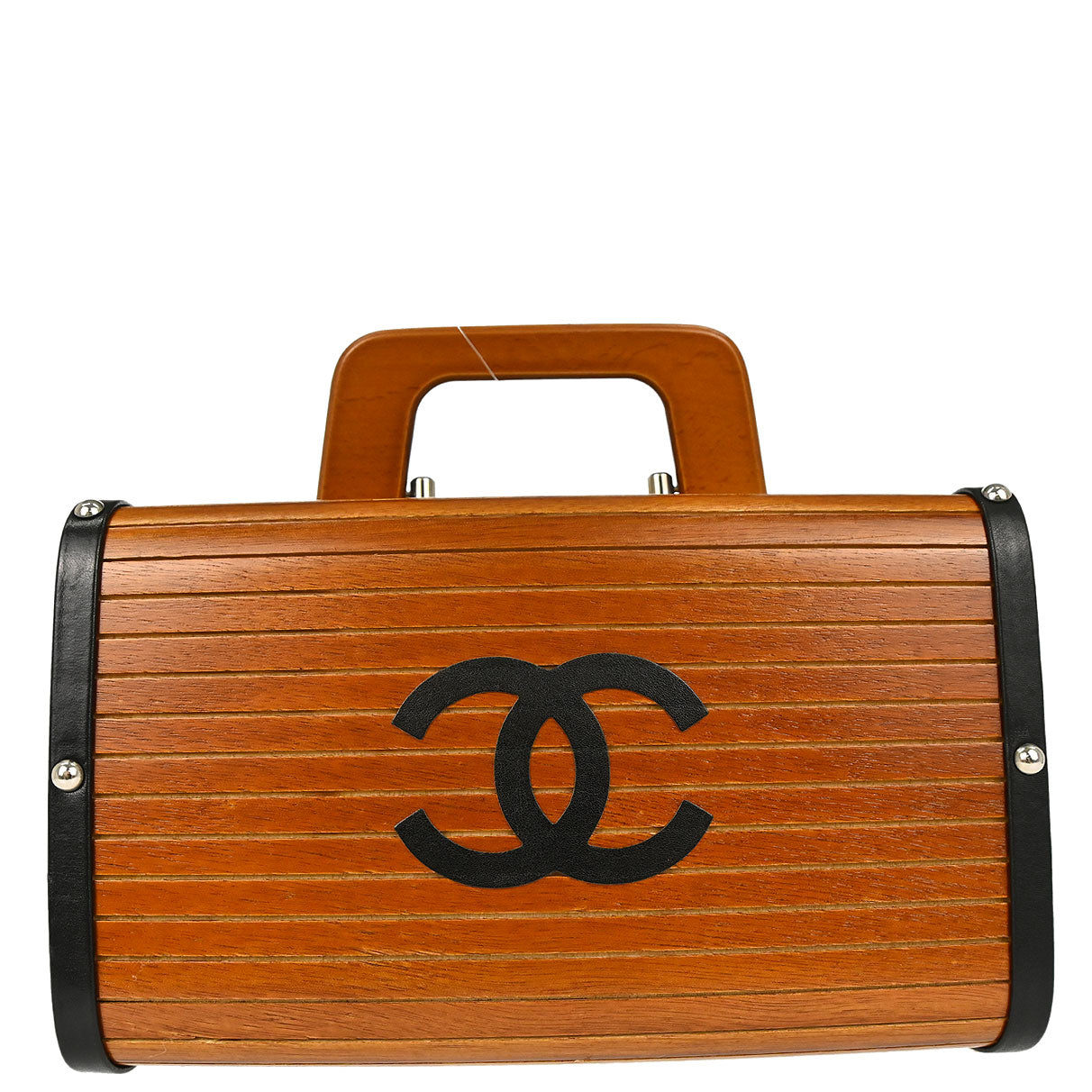 Chanel 1994-1996 Brown Black Wood Vanity Handbag Box