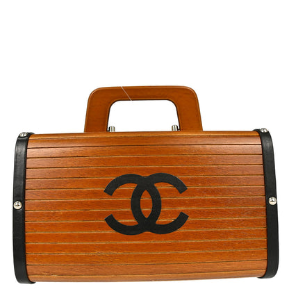 Chanel 1994-1996 Brown Black Wood Vanity Handbag Box