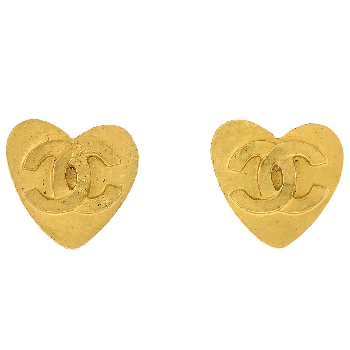 Chanel Heart Clip-On Earrings Gold 95P