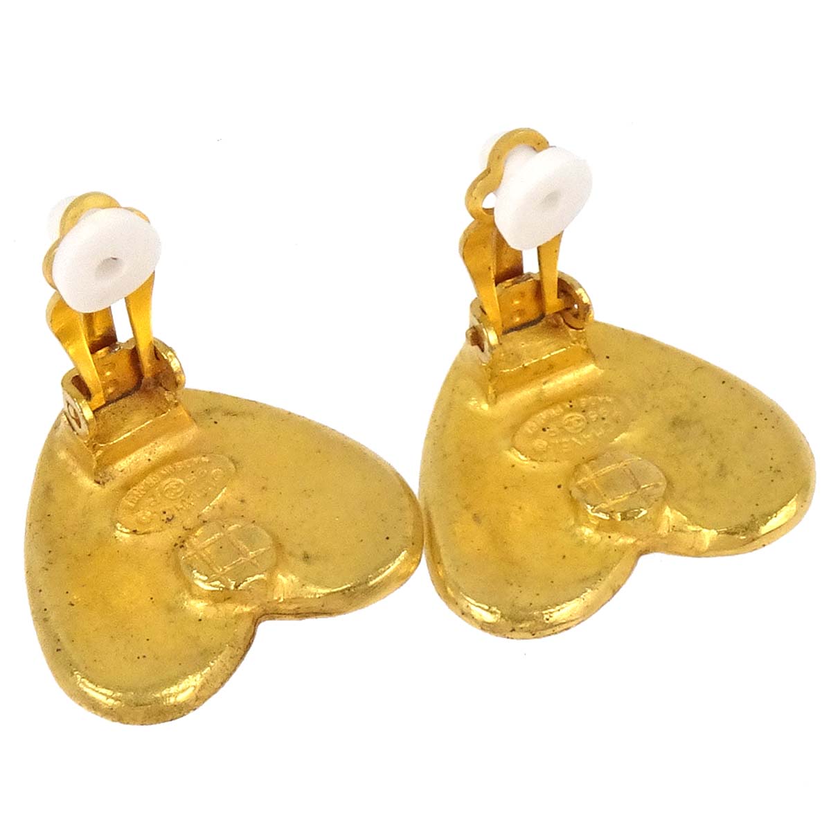Chanel Heart Clip-On Earrings Gold 95P