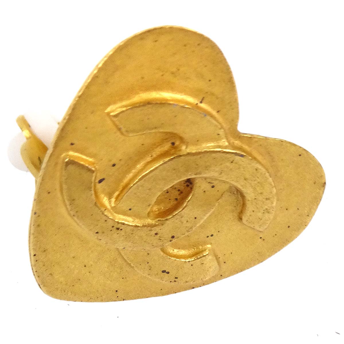 Chanel Heart Clip-On Earrings Gold 95P