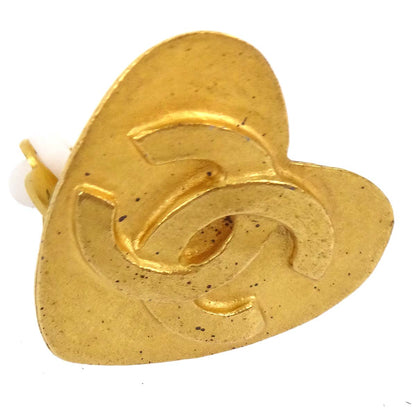 Chanel Heart Clip-On Earrings Gold 95P