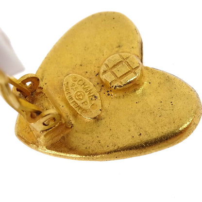 Chanel Heart Clip-On Earrings Gold 95P