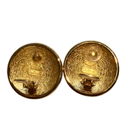 Christian Dior Button Earrings Clip-On Gold