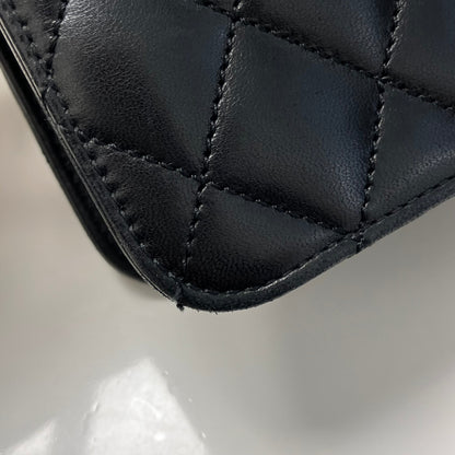 Chanel 2010-2011 Black Lambskin Turnlock Medium Half Flap Shoulder Bag