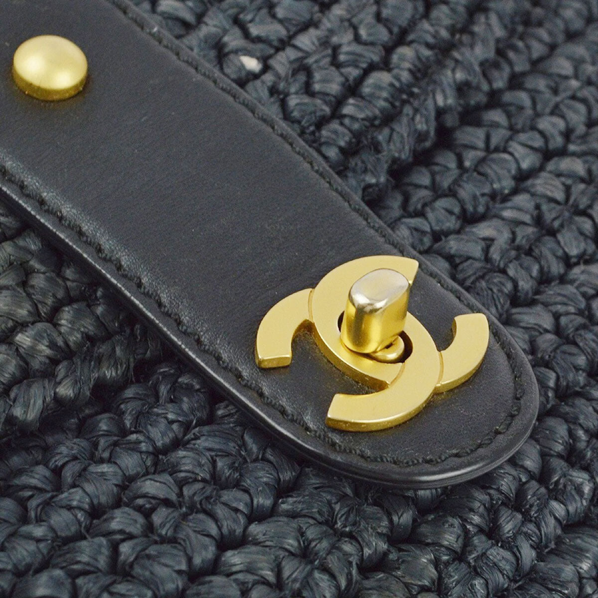 Chanel 2005-2006 Black Straw Chain Shoulder Bag