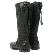 Christian Dior * Black Leather Cannage Middle Boots Shoes #32