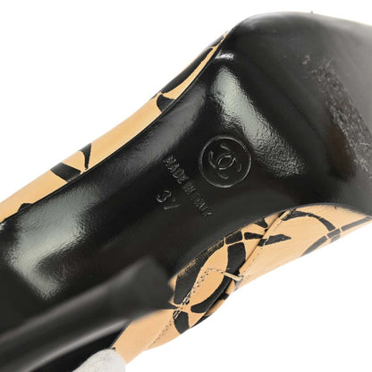 Chanel * Beige Black CC Leather Short Boots Shoes #37