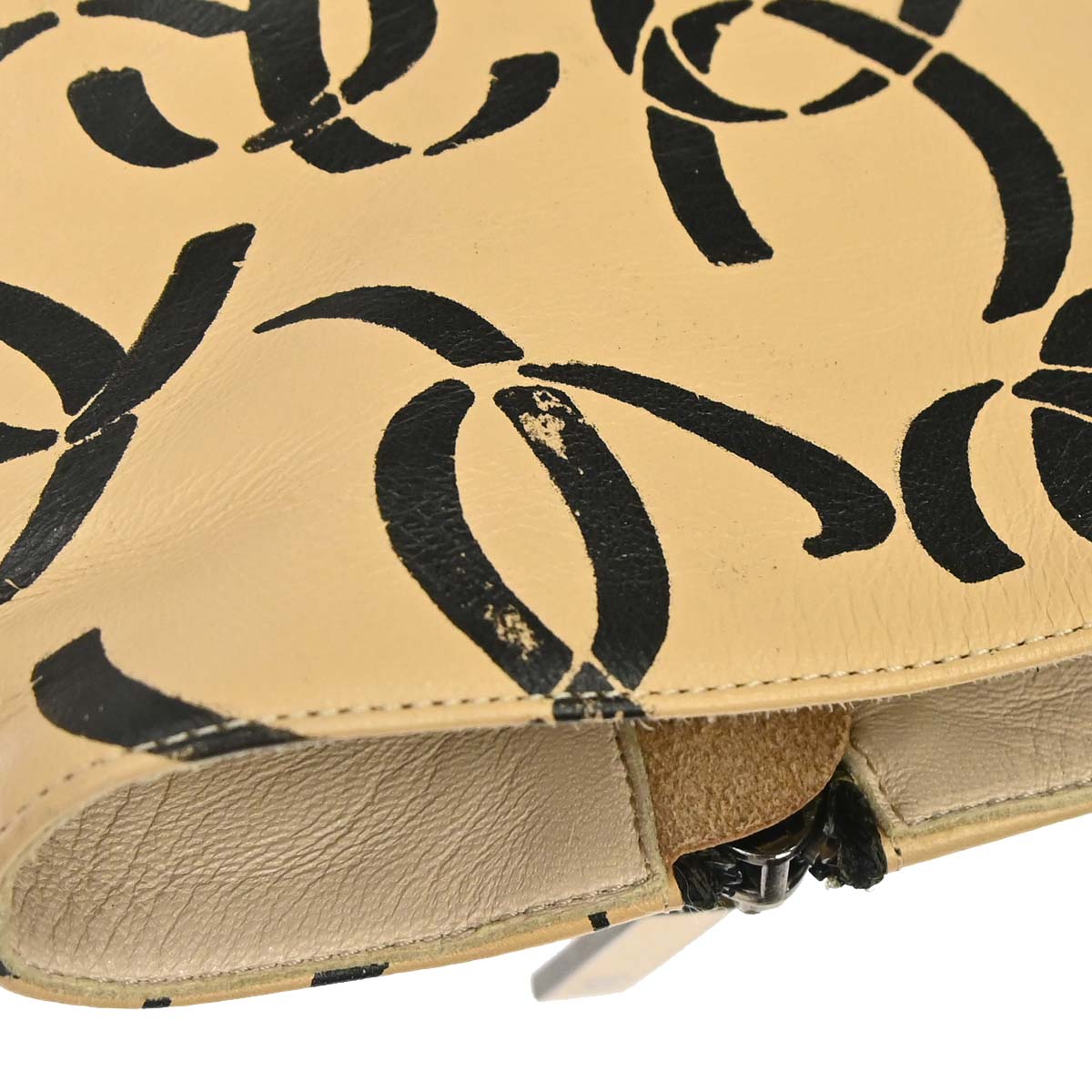 Chanel * Beige Black CC Leather Short Boots Shoes #37