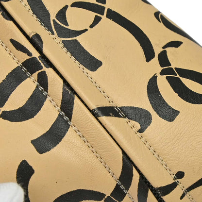 Chanel * Beige Black CC Leather Short Boots Shoes #37