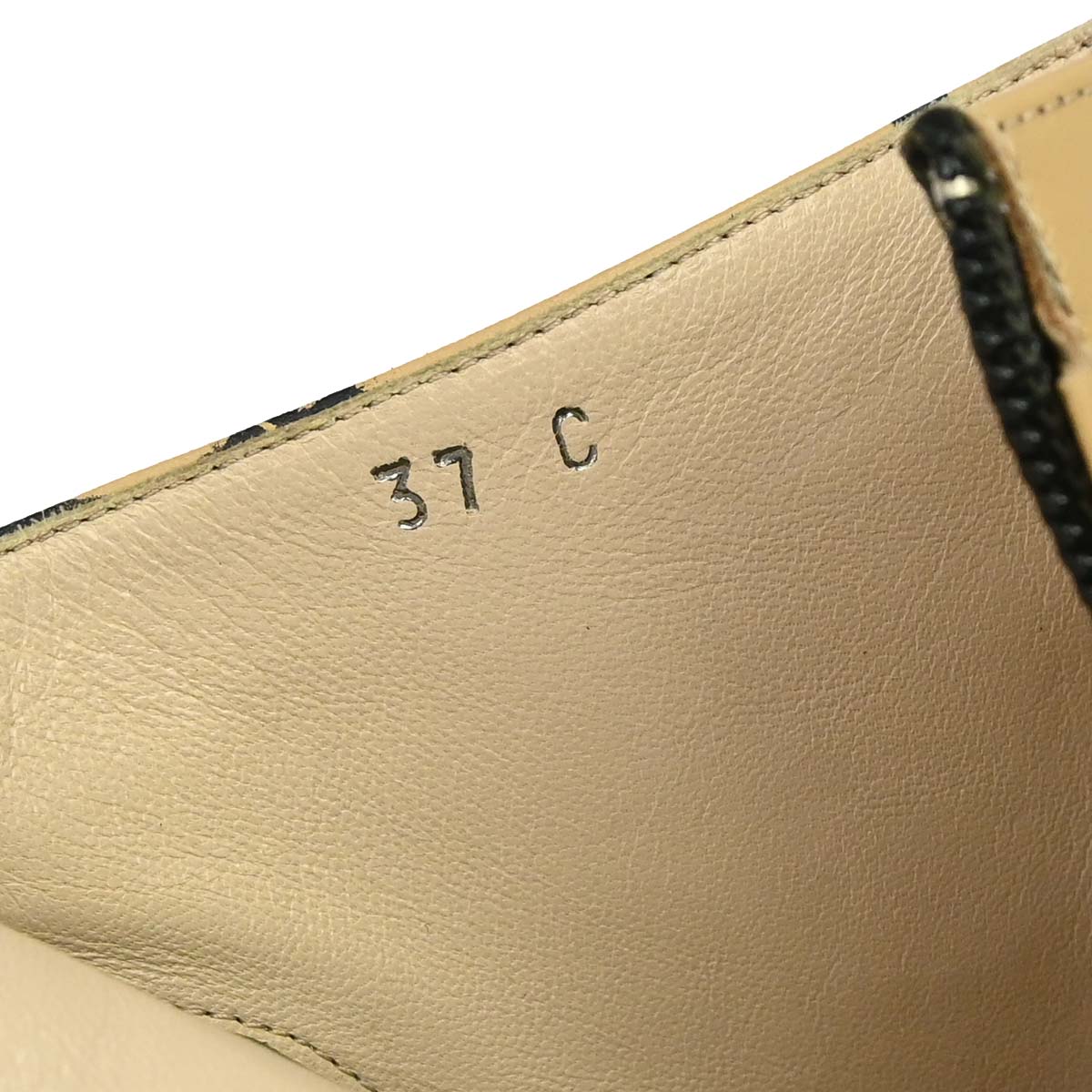 Chanel * Beige Black CC Leather Short Boots Shoes #37
