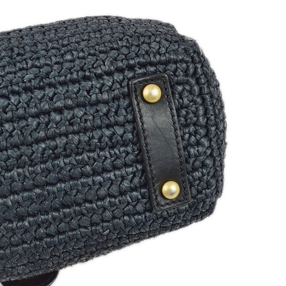 Chanel 2005-2006 Black Straw Chain Shoulder Bag
