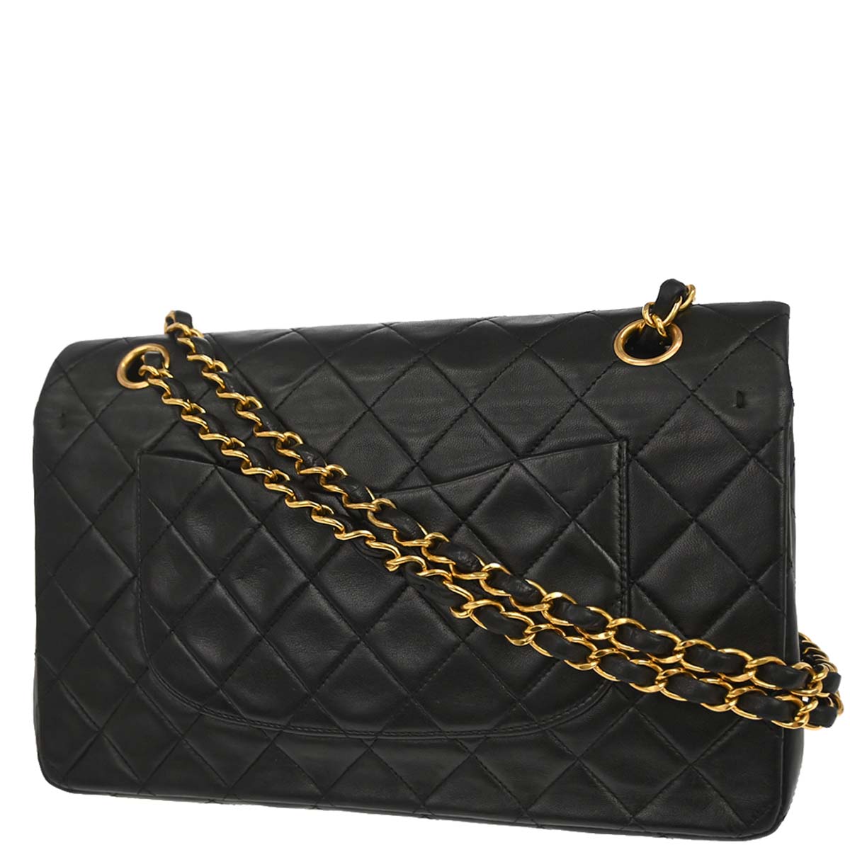Chanel 1994-1996 Black Lambskin Medium Classic Double Flap Shoulder Bag