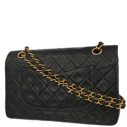 Chanel 1994-1996 Black Lambskin Medium Classic Double Flap Shoulder Bag