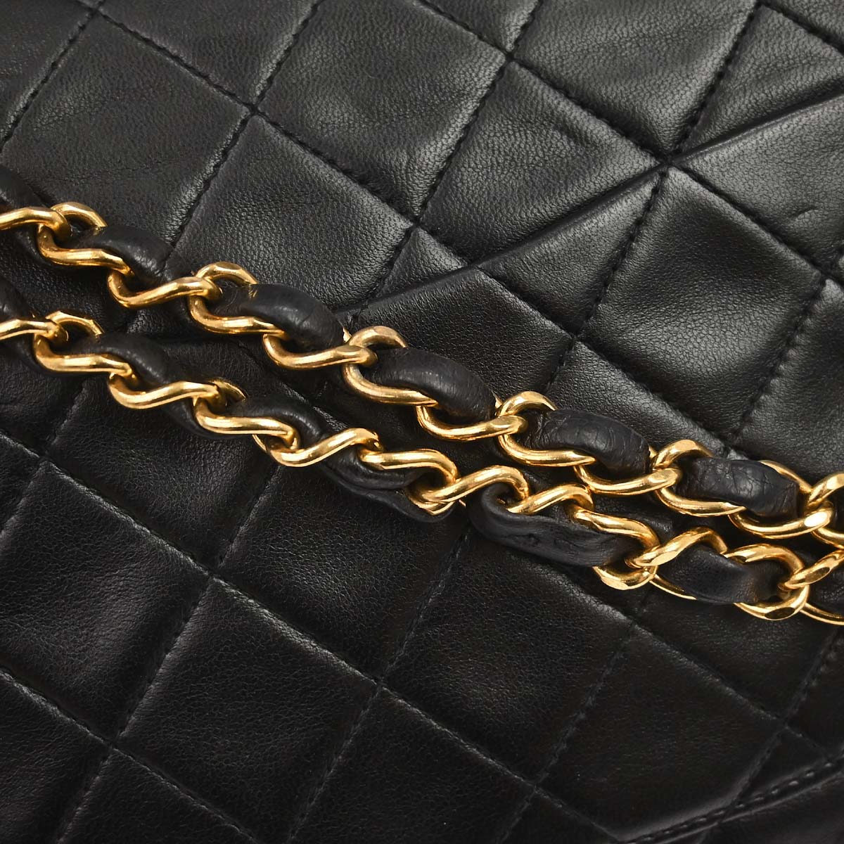 Chanel 1994-1996 Black Lambskin Medium Classic Double Flap Shoulder Bag