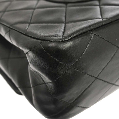Chanel 1994-1996 Black Lambskin Medium Classic Double Flap Shoulder Bag